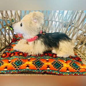 Small pet crate pad. Southwestern design. Quilted soft material.